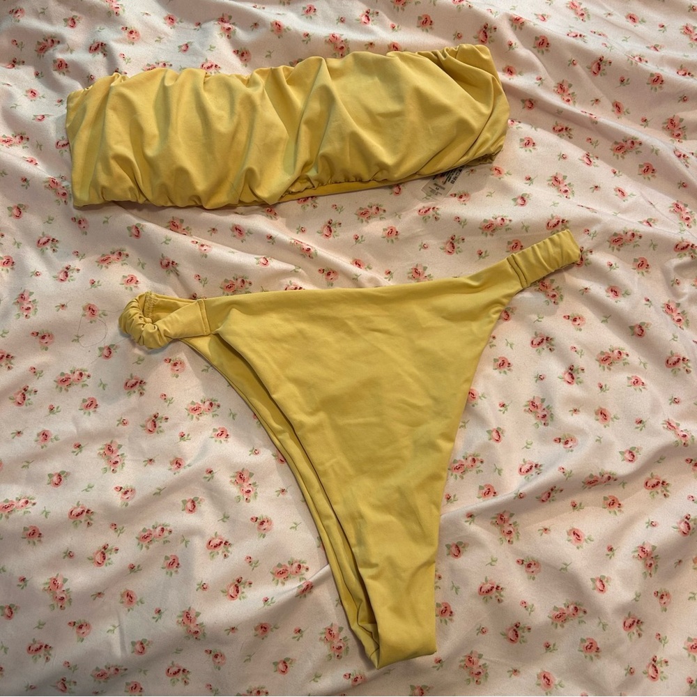 new garage yellow bandeau bikini set